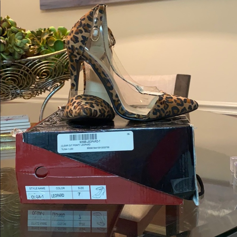 Clear Cut Pointy Leopard Heel